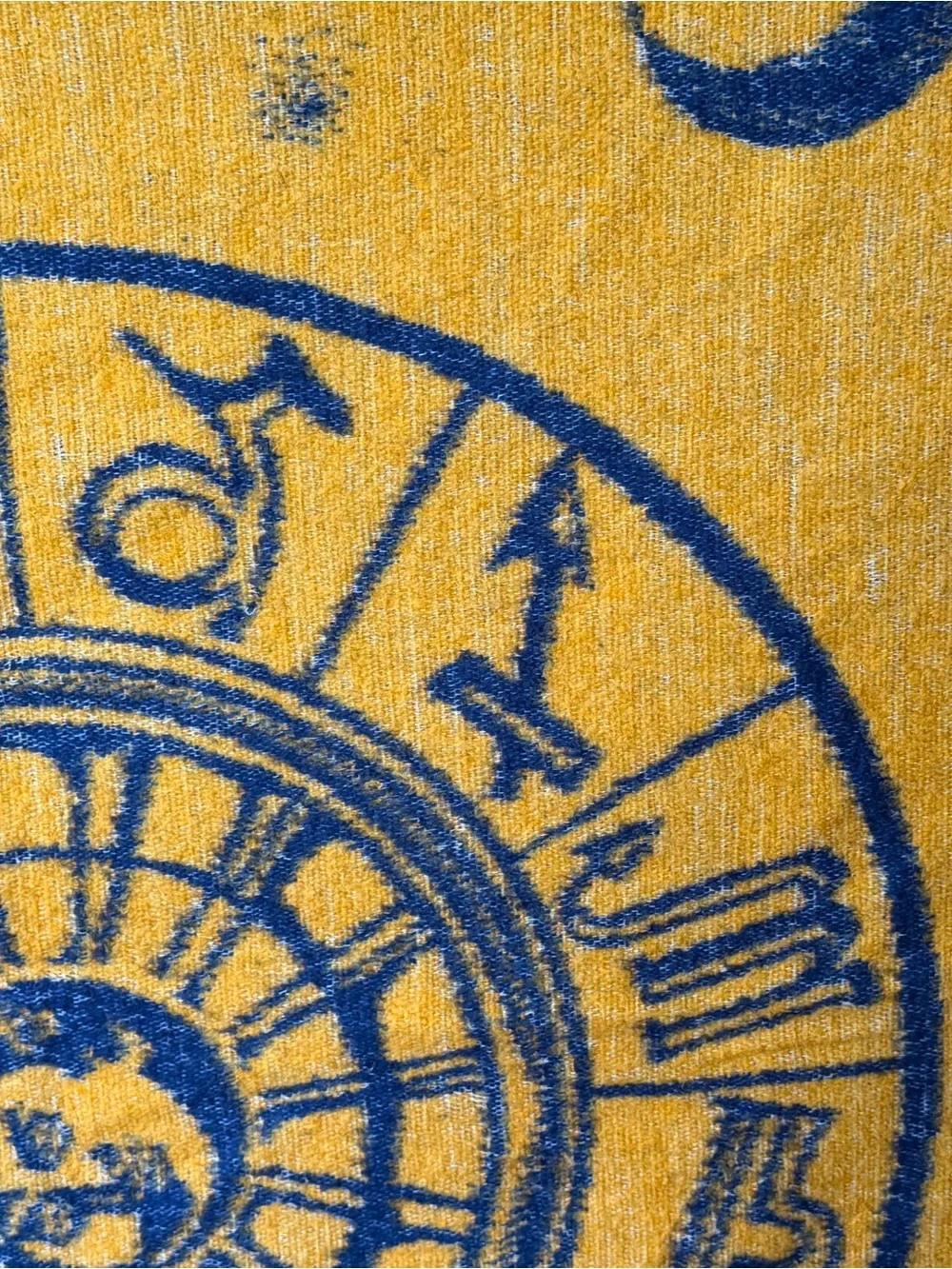 Celestial Zodiac Sun Moon Stars Woven Throw Blanket Mustard Yellow Blue